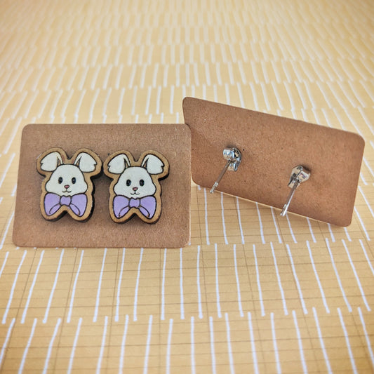 Bunny Bow Festive Studs - Purple Bow