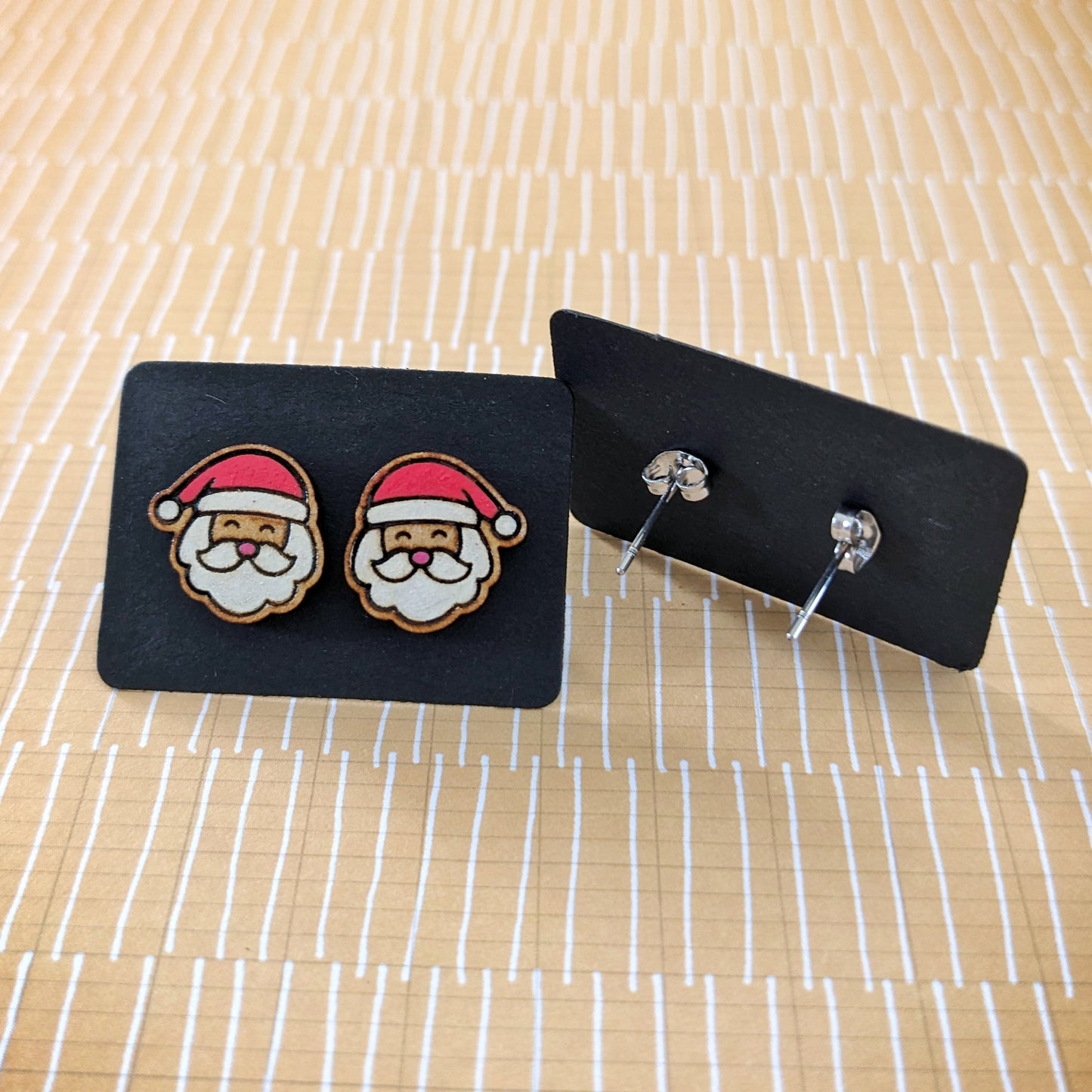 Wooden Santa Earrings